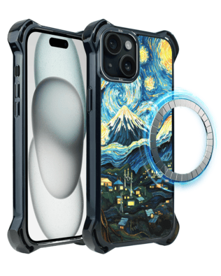 Etui iPhone 15 IBIZU DropGuard Ultra z MagSafe, Van Gogh, gwieździsta noc