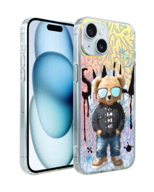 Etui do iPhone 15 Plus IBIZU California Sunset z MagSafe, zmieniające kolor, Graffiti Boy, artystyczny miś