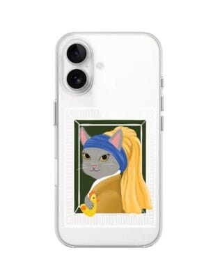 Etui do iPhone 16 Plus przeźroczyste, silikonowe Flexi, kotek z kurczakiem
