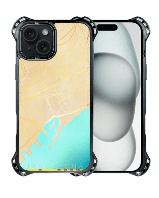 Etui do iPhone 15 Plus IBIZU DropGuard Ultra z MagSafe, mapy świata, Barcelona