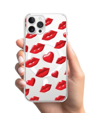 Etui do iPhone 12 Pro z MagSafe przeźroczyste, silikonowe Flexi, czerwone usta