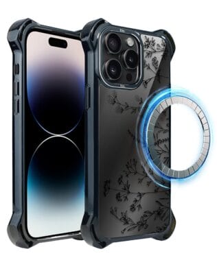 Etui do iPhone 14 Pro Max IBIZU DropGuard Ultra z MagSafe, Midnight, Dotyk kwiatów