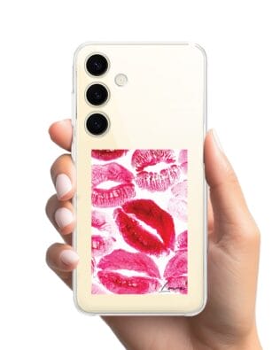 Etui do Samsung Galaxy S24 Plus przeźroczyste, silikonowe Flexi, pocałunki z napisem „love”