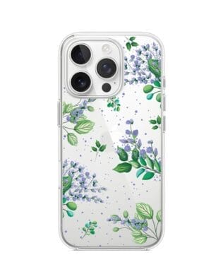 Etui do iPhone 16 Pro Max przeźroczyste, silikonowe Flexi, fioletowe kwiatki