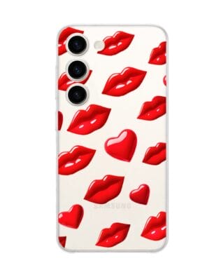 Etui do Samsung Galaxy S23 przeźroczyste, silikonowe Flexi, czerwone usta