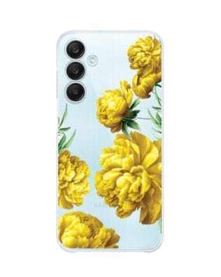 Etui do Samsung Galaxy M35 5G przeźroczyste, silikonowe Flexi, żółte piwonie