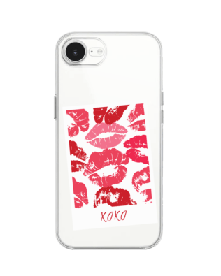 Etui do iPhone 16e przeźroczyste, pocałunki, polaroid