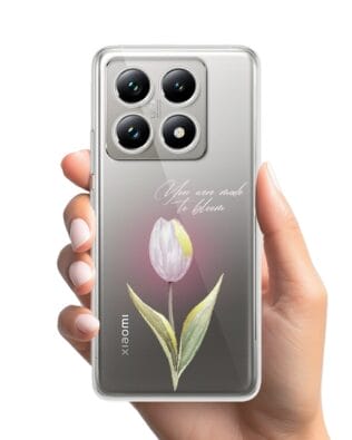 Etui do Xiaomi 14 Pro przeźroczyste, silikonowe Flexi, kwiaty, tulipan