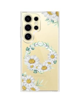 Etui do Samsung Galaxy S24 Ultra z MagSafe przeźroczyste, silikonowe Flexi, wianek stokrotek