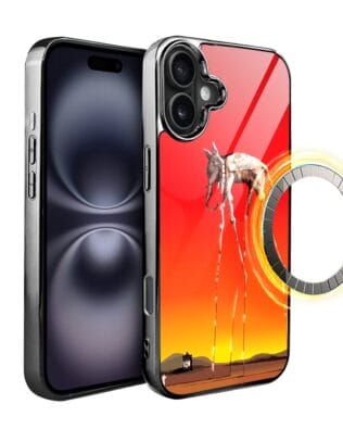 Etui do iPhone 16 IBIZU Elite Glass z MagSafe, Salvador Dali, słoń, czarne