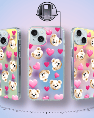 Etui do iPhone 15 IBIZU California Sunset z MagSafe, zmieniające kolor, Love Mood, miś i serduszka