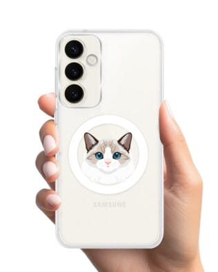 Etui do Samsung Galaxy S23 z MagSafe przeźroczyste, silikonowe Flexi, kot birmański