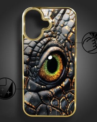 Etui do iPhone 16 IBIZU Elite Glass z MagSafe, szklany tył, amber dragon, złote