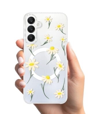 Etui do Samsung Galaxy A25 5G  z MagSafe przeźroczyste, silikonowe Flexi, stokrotki