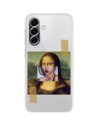 Etui do Samsung Galaxy A56 5G przeźroczyste, silikonowe Flexi, Mona Lisa z lizakiem