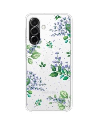 Etui do Samsung Galaxy A26 5G przeźroczyste, silikonowe Flexi, fioletowe kwiatki