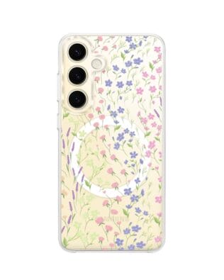 Etui do Samsung Galaxy S24 Plus z MagSafe przeźroczyste, silikonowe Flexi, kwiaty polne