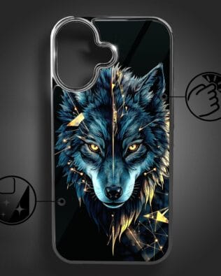 Etui do iPhone 16 Plus IBIZU Elite Glass z MagSafe, szklany tył, wilk mocy, czarny chrom