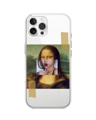 Etui do iPhone 12 Pro przeźroczyste, silikonowe Flexi, Mona Lisa z lizakiem