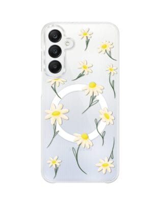 Etui do Samsung Galaxy A25 5G  z MagSafe przeźroczyste, silikonowe Flexi, stokrotki