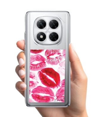 Etui do Xiaomi POCO X7 przeźroczyste, silikonowe Flexi, pocałunki z napisem „love”