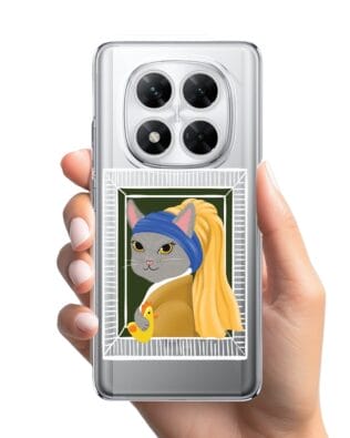 Etui do Xiaomi POCO X7 przeźroczyste, silikonowe Flexi, kotek z kurczakiem