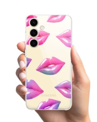Etui do Samsung Galaxy S25 Plus przeźroczyste, silikonowe Flexi, hologramowe usta