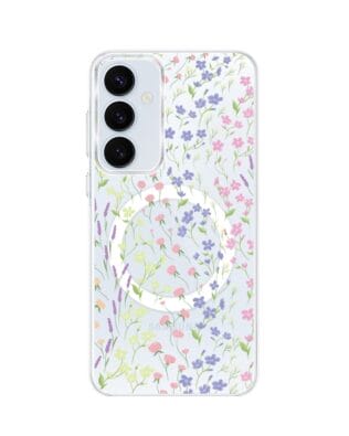 Etui do Samsung Galaxy A35 5G z MagSafe przeźroczyste, silikonowe Flexi, kwiaty polne