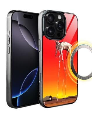 Etui do iPhone 16 Pro Max IBIZU Elite Glass z MagSafe, Salvador Dali, słoń, czarne