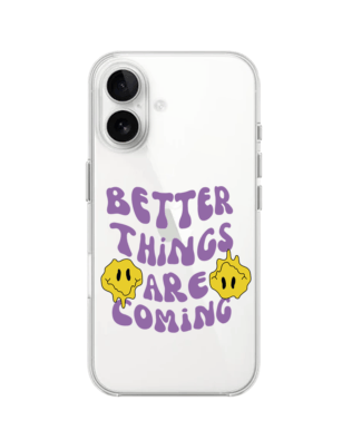 Etui do iPhone 16 Plus przeźroczyste, silikonowe Flexi, Better Things Are Coming