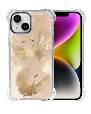 Etui iPhone 14 Plus IBIZU DropGuard Ultra z MagSafe, Boho, Złote żurawie