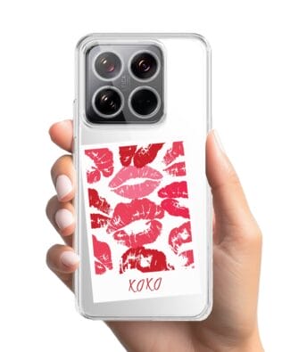 Etui do Xiaomi 14 przeźroczyste, silikonowe Flexi, pocałunki, polaroid