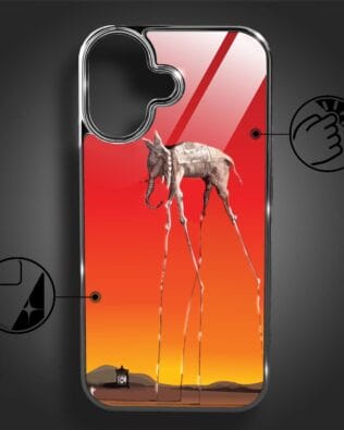 Etui do iPhone 16 IBIZU Elite Glass z MagSafe, Salvador Dali, słoń, czarne