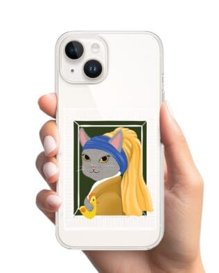 Etui do iPhone 13 Mini przeźroczyste, silikonowe Flexi, kotek z kurczakiem