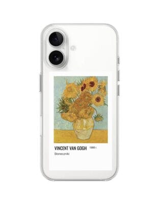 Etui do iPhone 16 przeźroczyste, silikonowe Flexi, słoneczniki Van Gogh