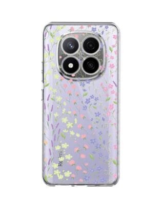 Etui do Xiaomi Redmi Note 14 Pro Plus 5G przeźroczyste, silikonowe Flexi, kwiaty polne