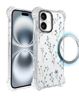 Etui iPhone 16 Plus IBIZU DropGuard Ultra z MagSafe, Pastel Bloom, Niebieski sen