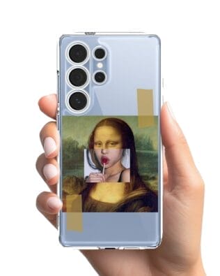Etui do Samsung Galaxy S25 Ultra przeźroczyste, silikonowe Flexi, Mona Lisa z lizakiem