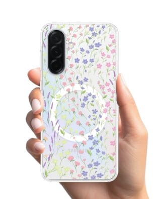 Etui do Samsung Galaxy A36 5G z MagSafe przeźroczyste, silikonowe Flexi, kwiaty polne