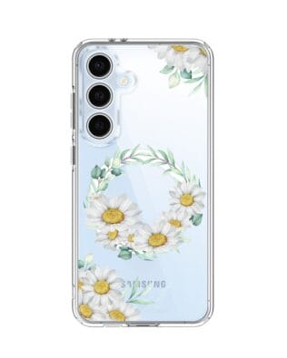 Etui do Samsung Galaxy S24 FE z MagSafe przeźroczyste, silikonowe Flexi, wianek stokrotek