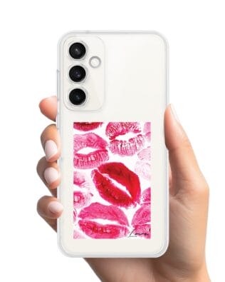 Etui do Samsung Galaxy S23 FE 5G przeźroczyste, silikonowe Flexi, pocałunki z napisem „love”