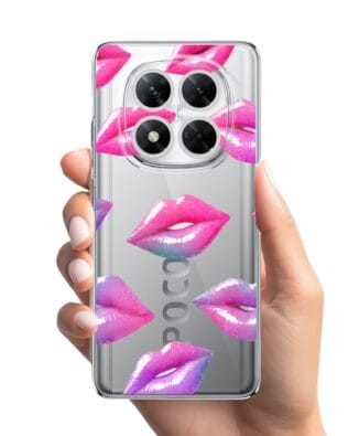Etui do Xiaomi POCO X7 przeźroczyste, silikonowe Flexi, hologramowe usta