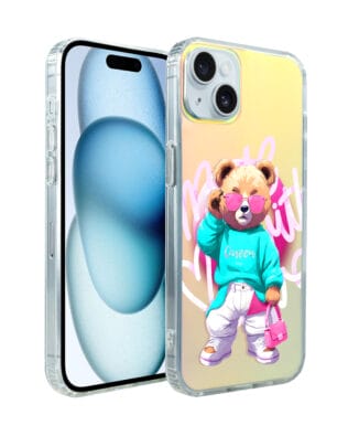 Etui do iPhone 15 Plus IBIZU California Sunset z MagSafe, zmieniające kolor, Pink Queen, stylowy miś