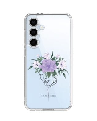 Etui do Samsung Galaxy S24 FE przeźroczyste, silikonowe Flexi, kobieta z kwiatami