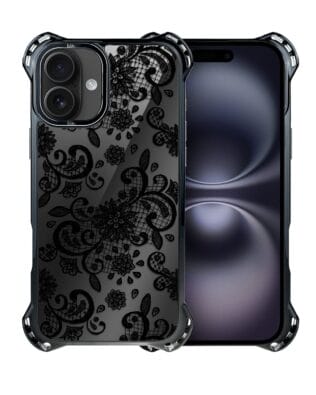 Etui do iPhone 16 IBIZU DropGuard Ultra z MagSafe, Midnight, Koronkowa czerń