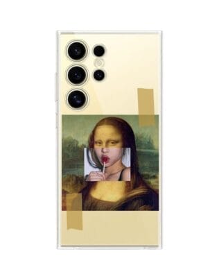Etui do Samsung Galaxy S24 Ultra przeźroczyste, silikonowe Flexi, Mona Lisa z lizakiem