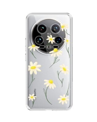 Etui do Xiaomi 14 Ultra przeźroczyste, silikonowe Flexi, stokrotki
