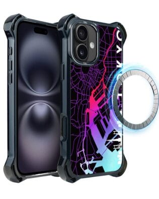Etui do iPhone 16 IBIZU DropGuard Ultra z MagSafe, mapy świata, Tokyo