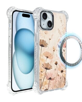 Etui iPhone 15 IBIZU DropGuard Ultra z MagSafe, Boho, Kwiatowa łąka