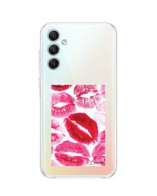 Etui do Samsung Galaxy A34 5G przeźroczyste, silikonowe Flexi, pocałunki z napisem „love”